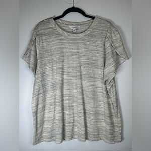 Liz Claiborne Gray Striped Short Sleeve Tee